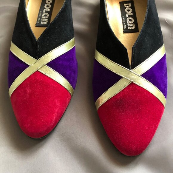 Dolan Black Purple Red Suede Shoes - Picture 2 of 8